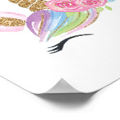 Poster Décor de mur de nurserie à l'aquarelle Licorne Flo (Coin)