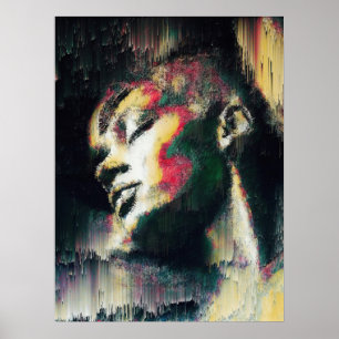 Poster Décor de mur de portrait de femme fractale géométr
