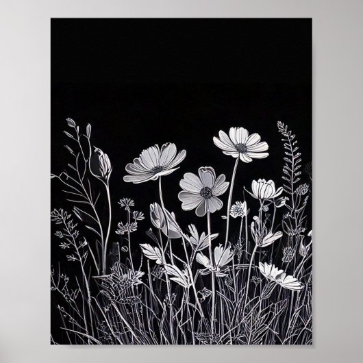 Poster Décor de mur en silhouette fleurie (Devant)