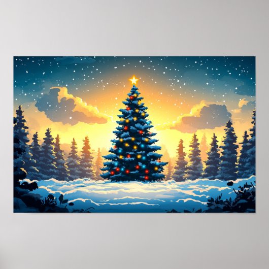 Poster Décor de Noël Aquarelle Dessin (Devant)