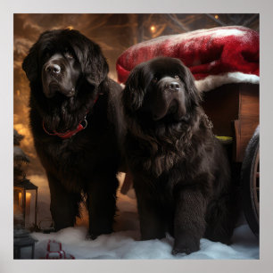 Poster Décor de Noël au traîneau enneigé de Terre-Neuve