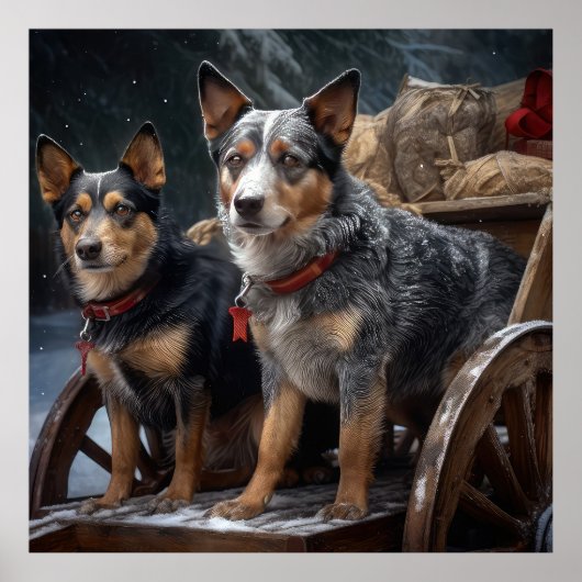 Poster Décor de Noël australien Snowy Sleigh (Devant)