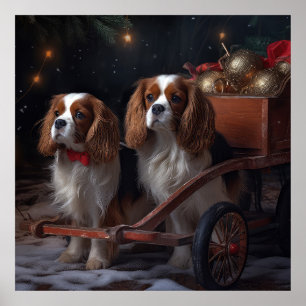 Poster Décor de Noël Cavalier King Snowy Sleigh