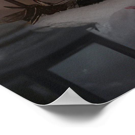 Poster Décor de Noël de Terre-Neuve Snowy Sleigh (Coin)