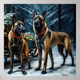 Poster Décor de Noël Malinoi Snowy Sleigh