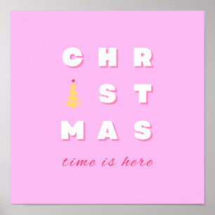 Poster Décor de Noël rose Abstrait