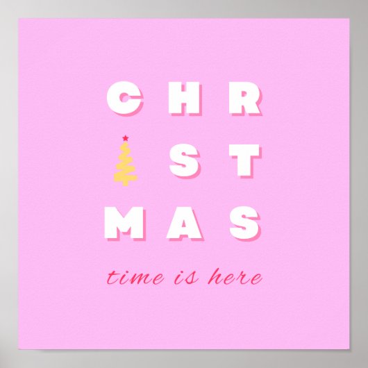 Poster Décor de Noël rose Abstrait (Devant)