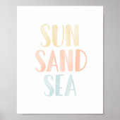 Poster Décor de nurserie de plage à l'aquarelle Soleil Sa (Devant)