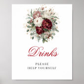 Poster Décor de panneau de table rustique blush bordeaux (Devant)
