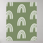 Poster Décor de pépinière Boho Blanc/Sage Rainbows (Devant)