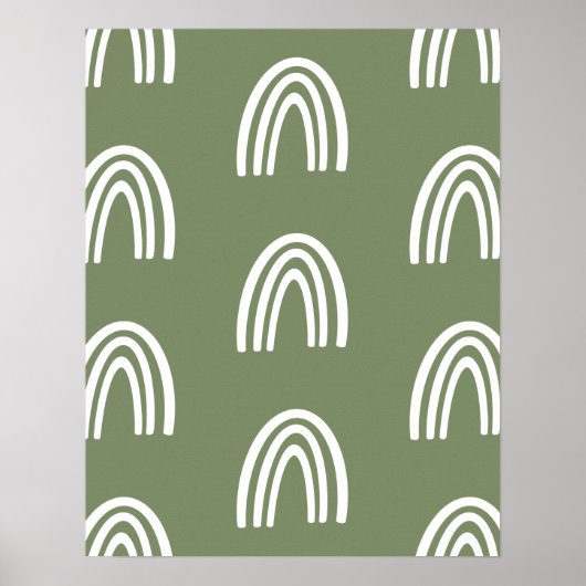 Poster Décor de pépinière Boho Blanc/Sage Rainbows (Devant)