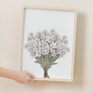 Poster Décor de pépinière Fleur sauvage Vintage blanc