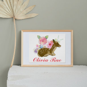 Poster Décor de pépinière fleurie en bois personnalisé