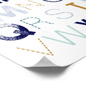 Poster Décor de pépinière pour garçon Alphabet bleu (Coin)
