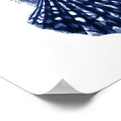 Poster Décor de plage de Clam Shells Navy (Coin)