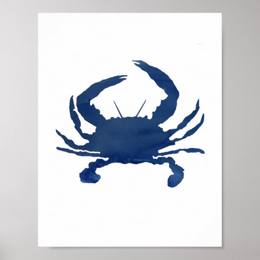 Poster Décor de plage de crabe bleu aquarelle peinture (Devant)