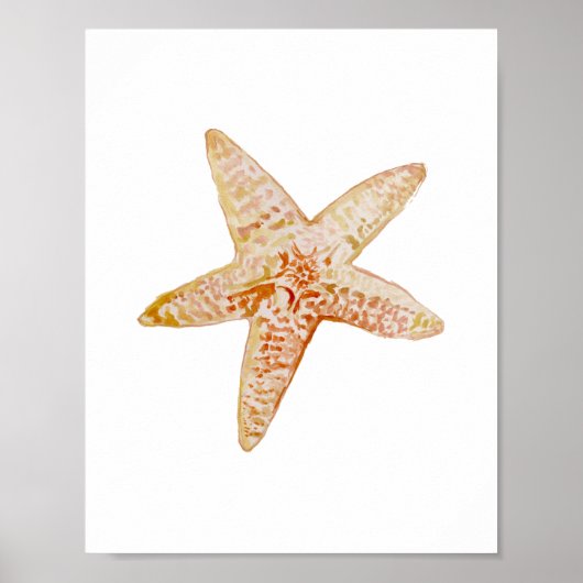 Poster Décor de plage de Starfish Peach Peinture aquarell (Devant)