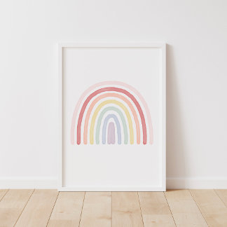 Poster Décor de pouponnière Pastel Arc-en-ciel