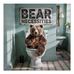 Poster Décor de salle de bain drôle mur art papier toilet