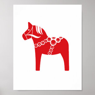 Poster Décor de vacances Cheval de Noël scandinave