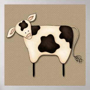 Poster Décor de vache de campagne primitif
