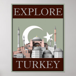 Poster Décor de voyage de la Turquie (12,5 po x 16 po)
