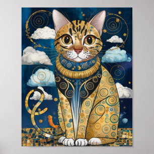 Poster Décor doré Gustav Klimt Style Chat Art