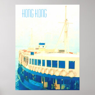 Poster Décor du mur de voyage du ferry de Hong Kong vinta