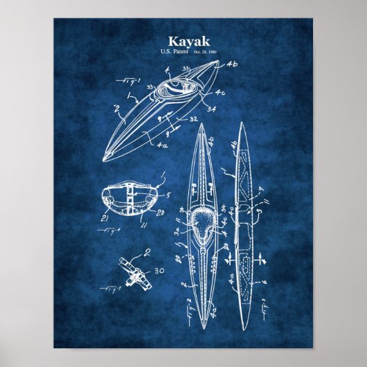 Poster Décor du mur du bâtiment Kayak Blueprint Lakehouse (Devant)
