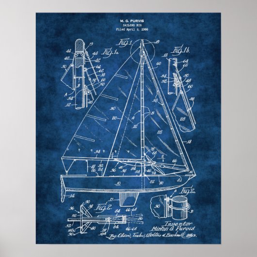 Poster Décor du mur nautique Plan du bateau à voile #3 (Devant)