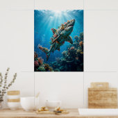 Poster Décor Fantastique de Récif de Requins de Corail (Cuisine)