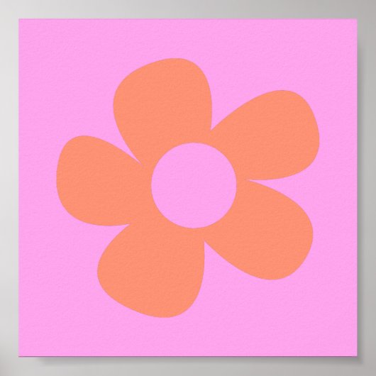 Poster Décor Fleur Rose Chaud, Y2k Preppy mignon (Devant)