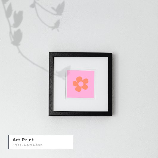 Poster Décor Fleur Rose Chaud, Y2k Preppy mignon