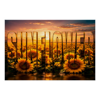 Poster Décor floral botanique de luxe tournesol