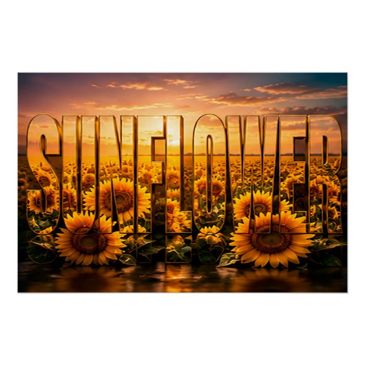 Poster Décor floral botanique de luxe tournesol (Devant)