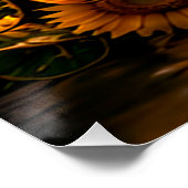 Poster Décor floral botanique de luxe tournesol (Coin)