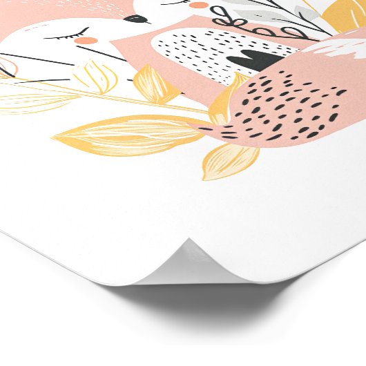 Poster Décor floral pour bébé Fox Nursery (Coin)