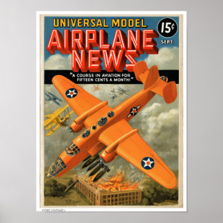 Poster DÉCOR : ILLUSTRATION DE MAGAZINE D'AVIATION Vintag