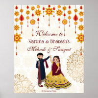Décor Mandala dansant indienne couple mehndi sange