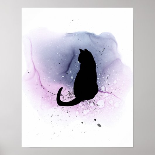 Poster Décor Mur Silhouette Chat Noir (Devant)