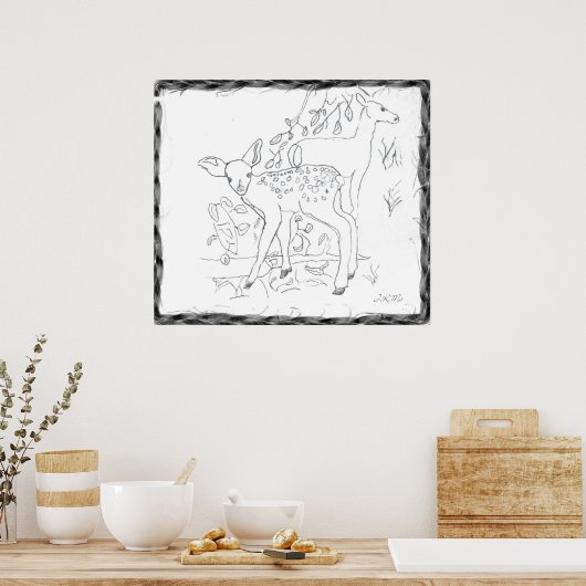 Poster Décor mural au crayon droit (Cuisine)