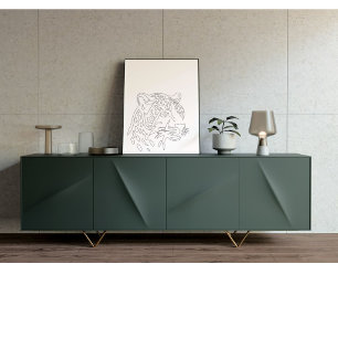Poster Décor mural d'art linéaire léopard minimaliste A