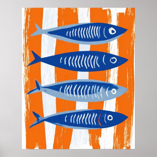 Poster Décor mural de cuisine vibrant Sardines Côtière (Devant)