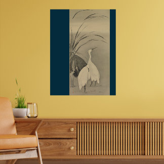 Poster Décor mural zen - Lotus minimaliste et aigrettes b