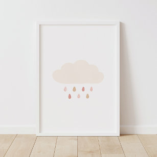 Poster Décor neuf nuage rose fille