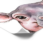 Poster Décor Nourriture Hippo Bébé Aquarelle Cute (Coin)