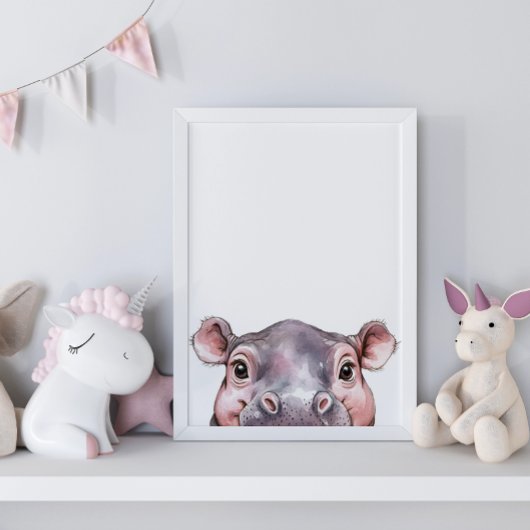Poster Décor Nourriture Hippo Bébé Aquarelle Cute