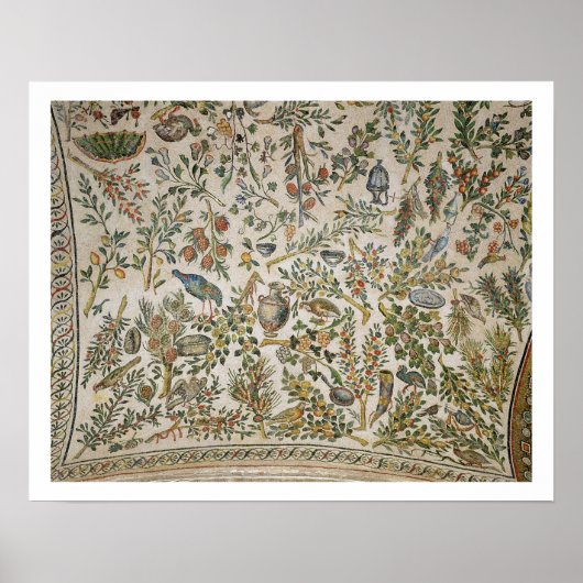Poster Décor plafond avec fleurs et oiseaux (mosaïque) (Devant)
