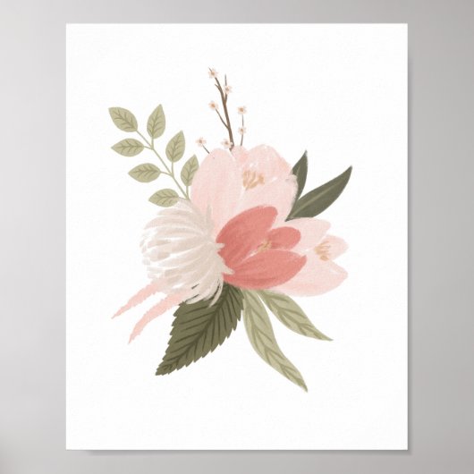 Poster Décor rose Floral Fille de verdure (Devant)