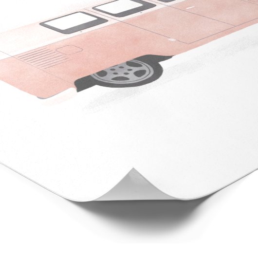 Poster Décor rose Retro Van Nursery (Coin)